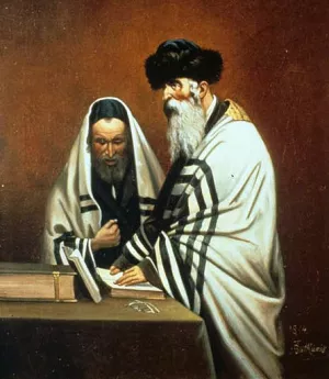 Two Men at Prayer by Theodor Butkiewicz - Oil Painting Reproduction
