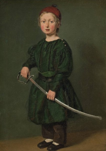 One of the Artist's Sons  by C.A. Jensen - Hand-Painted Oil Painting Reproduction