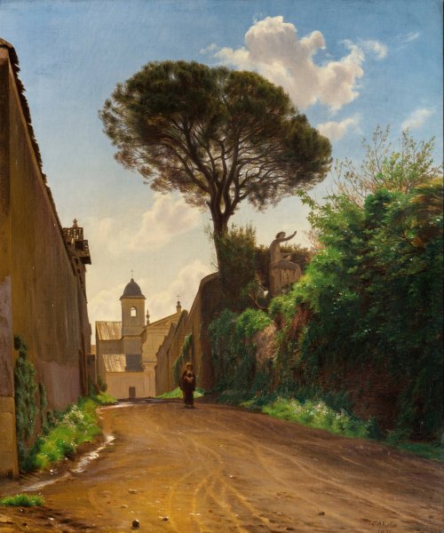 Via San Nicola di Tolentino in Rome  by C. A. Kolle - Hand-Painted Oil Painting Reproduction