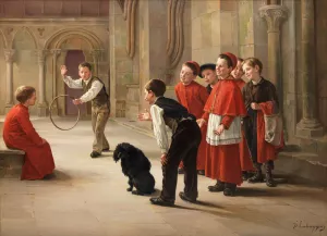 Jeux D'enfants De Choeur by C B D'Entraygues Oil Painting