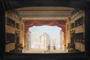 Det indvendige af Det kgl. teater under fremstillingen af Jacob v. Thyboe Oil painting by C.F. Christensen