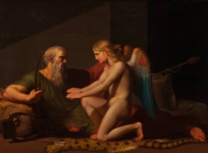 Cupid Received By Anacreon by C.F. Hoyer Oil Painting