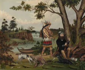 Hunter and Indian Guide by C. L. Woodhouse Oil Painting