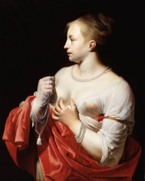 Female Figure, Possibly Lucretia by Caesar Van Everdingen Oil Painting