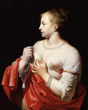 Female Figure, Possibly Lucretia by Caesar Van Everdingen Oil Painting
