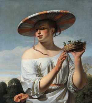 Girl in a Large Hat by Caesar Van Everdingen Oil Painting