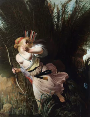 Pan and Syrinx Oil painting by Caesar Van Everdingen
