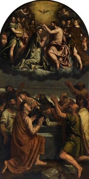 The Assumption and Coronation of the Virgin by Callisto Piazza Oil Painting