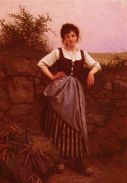 Brunette by Camille Felix Bellanger - Hand-Painted Oil Painting Reproduction