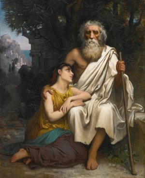 Oedipus And Antigone by Camille Felix Bellanger Oil Painting