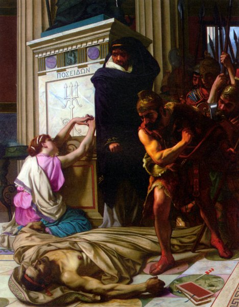 The Death of Demosthenes by Camille Felix Bellanger - Hand-Painted Oil Painting Reproduction