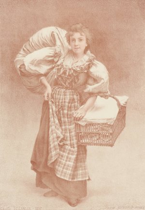 The Laundress by Camille Felix Bellanger Oil Painting