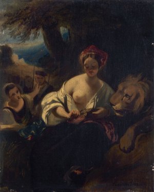 Le lion amoureux by Camille-Joseph-Etienne Roqueplan Oil Painting