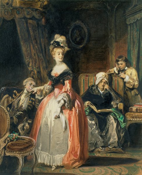 The Stolen Kiss  by Camille-Joseph-Etienne Roqueplan - Hand-Painted Oil Painting Reproduction