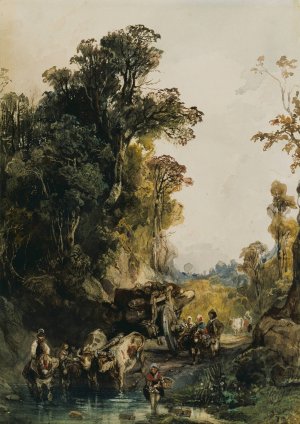 The Timber Waggon by Camille-Joseph-Etienne Roqueplan Oil Painting