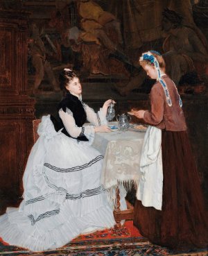 Tea time by Camille-Leopold Cabaillot-Lassalle Oil Painting