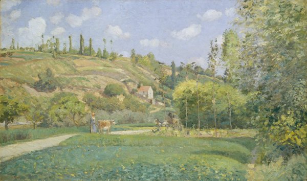 A Cowherd at Valhermeil, Auvers-sur-Oise  by Camille Pissarro - Hand-Painted Oil Painting Reproduction