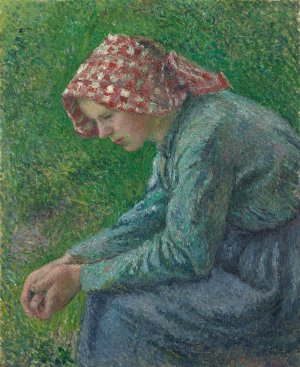 A Seated Peasant Woman by Camille Pissarro Oil Painting