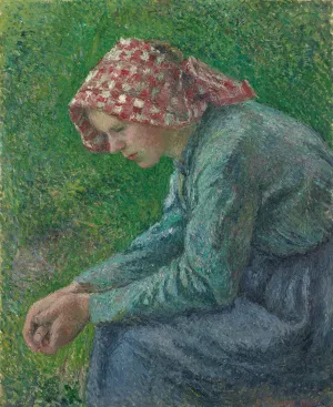 A Seated Peasant Woman by Camille Pissarro Oil Painting