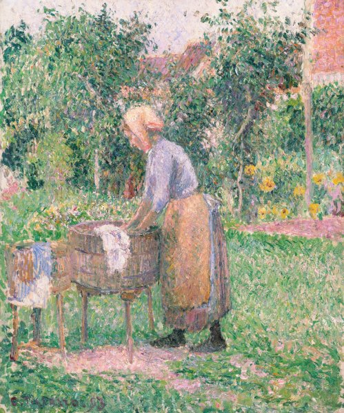 A Washerwoman at Eragny  by Camille Pissarro - Hand-Painted Oil Painting Reproduction