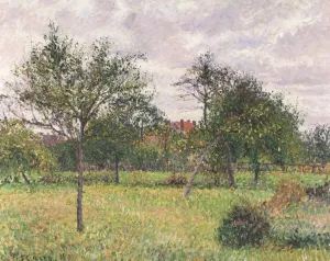 Afternoon in Eragny - Grey Weather painting by Camille Pissarro