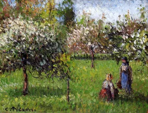 Apple Blossoms, Eragny painting by Camille Pissarro