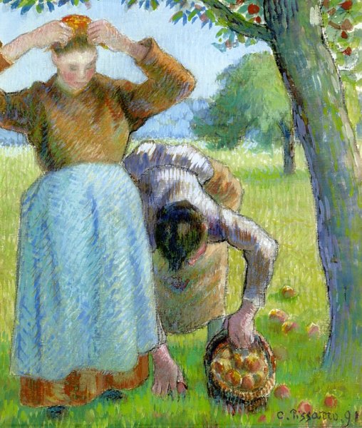 Main Product Photo of Apple Gatherers Painting by Camille Pissarro
