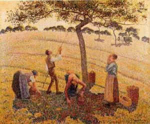 Apple Pickers, Eragny by Camille Pissarro - Oil Painting Reproduction