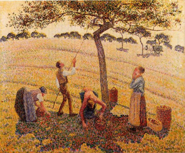 Main Product Photo of Apple Pickers, Eragny Painting by Camille Pissarro