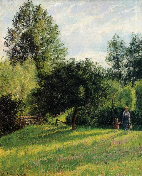 Apple Trees, Sunset, Eragny by Camille Pissarro - Hand-Painted Oil Painting Reproduction