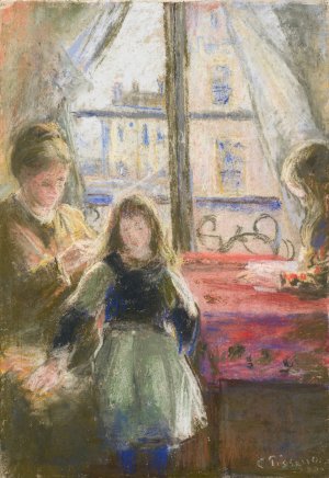 At the Window, rue des Trois Freres by Camille Pissarro Oil Painting