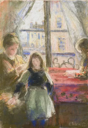 At the Window, rue des Trois Freres by Camille Pissarro Oil Painting