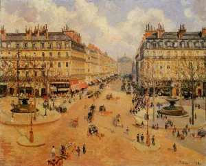 Avenue de l'Opera: Morning Sunshine Oil painting by Camille Pissarro