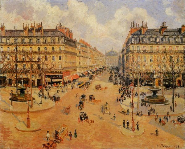 Main Product Photo of Avenue de l'Opera: Morning Sunshine Painting by Camille Pissarro