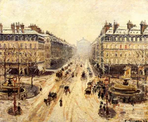 Avenue de l'Opera: Snow Effect by Camille Pissarro Oil Painting