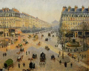 Avenue de l'Opera: Sunshine Winter Morning by Camille Pissarro - Oil Painting Reproduction