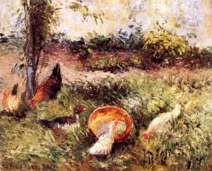 Back Yard with Chickens and Turkeys painting by Camille Pissarro
