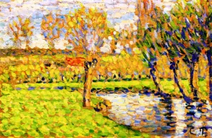 Banks of the Epte in Eragny by Camille Pissarro - Oil Painting Reproduction