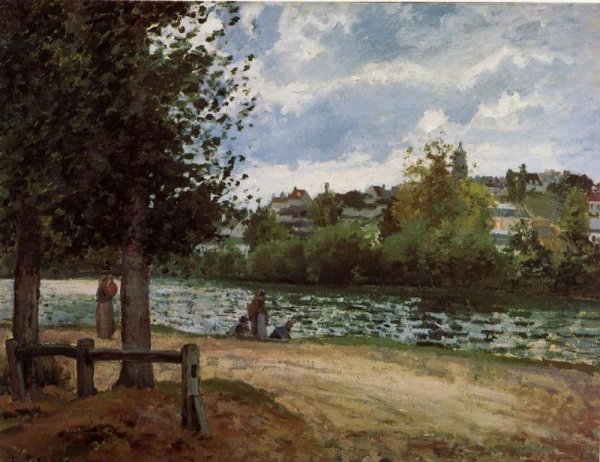 Banks of the Oise in Pontoise by Camille Pissarro - Hand-Painted Oil Painting Reproduction