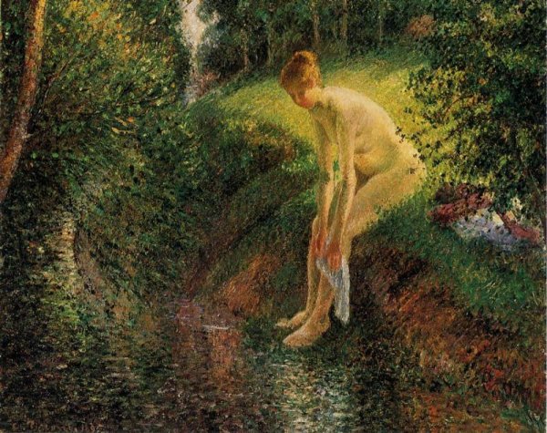 Main Product Photo of Bather in the Woods Painting by Camille Pissarro