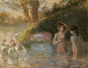Bathing Goose Maidens painting by Camille Pissarro
