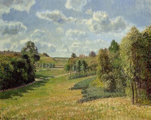 Berneval Meadows, Morning Oil painting by Camille Pissarro