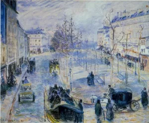 Boulevard de Clichy, Winter, Sunlight Effect by Camille Pissarro - Oil Painting Reproduction