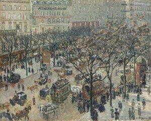 Boulevard des Italiens,Morning_Sunlight by Camille Pissarro Oil Painting
