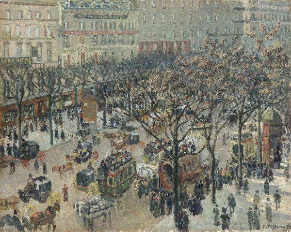 Boulevard des Italiens,Morning_Sunlight  by Camille Pissarro - Hand-Painted Oil Painting Reproduction