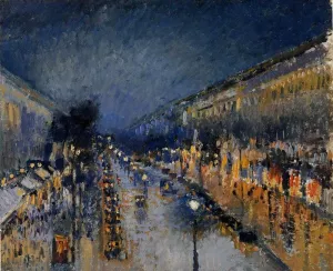 Boulevard Montmartre; Night Effect painting by Camille Pissarro