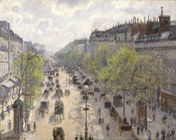 Boulevard Montmartre, Spring  by Camille Pissarro - Hand-Painted Oil Painting Reproduction