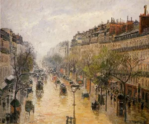 Boulevard Montmartre: Spring Rain by Camille Pissarro Oil Painting