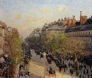 Boulevard Montmartre: Sunset by Camille Pissarro Oil Painting