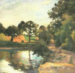 Bridge at Montfoucault Oil painting by Camille Pissarro
